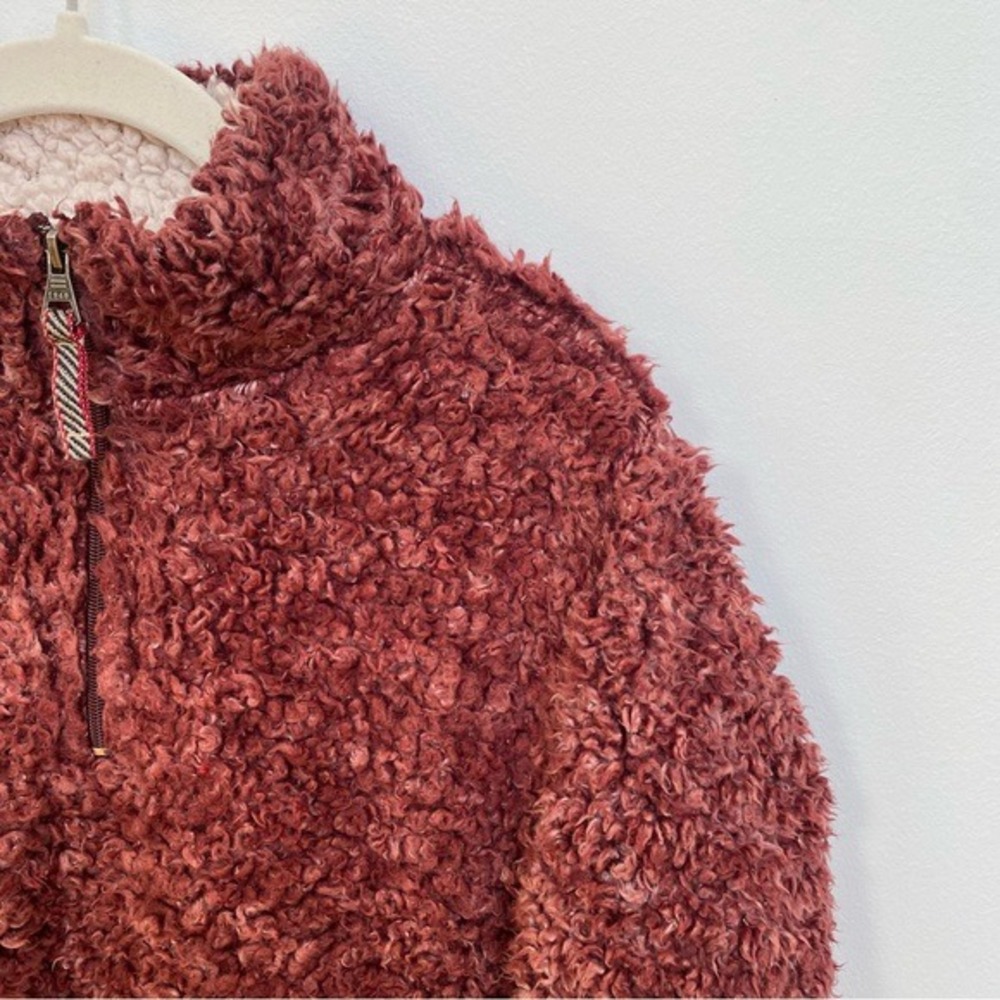 Weatherproof Vintage‎ Cranberry Faux Shearling Quarter Zip Pullover Teddy Fleece - Picture 3 of 8